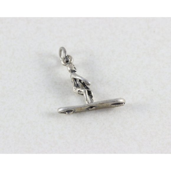 Sterling Silver Beach Surfer Charm or Pendant - Picture 1 of 8